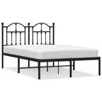 Metal Bed Frame without Mattress with Headboard Black 120x190cm