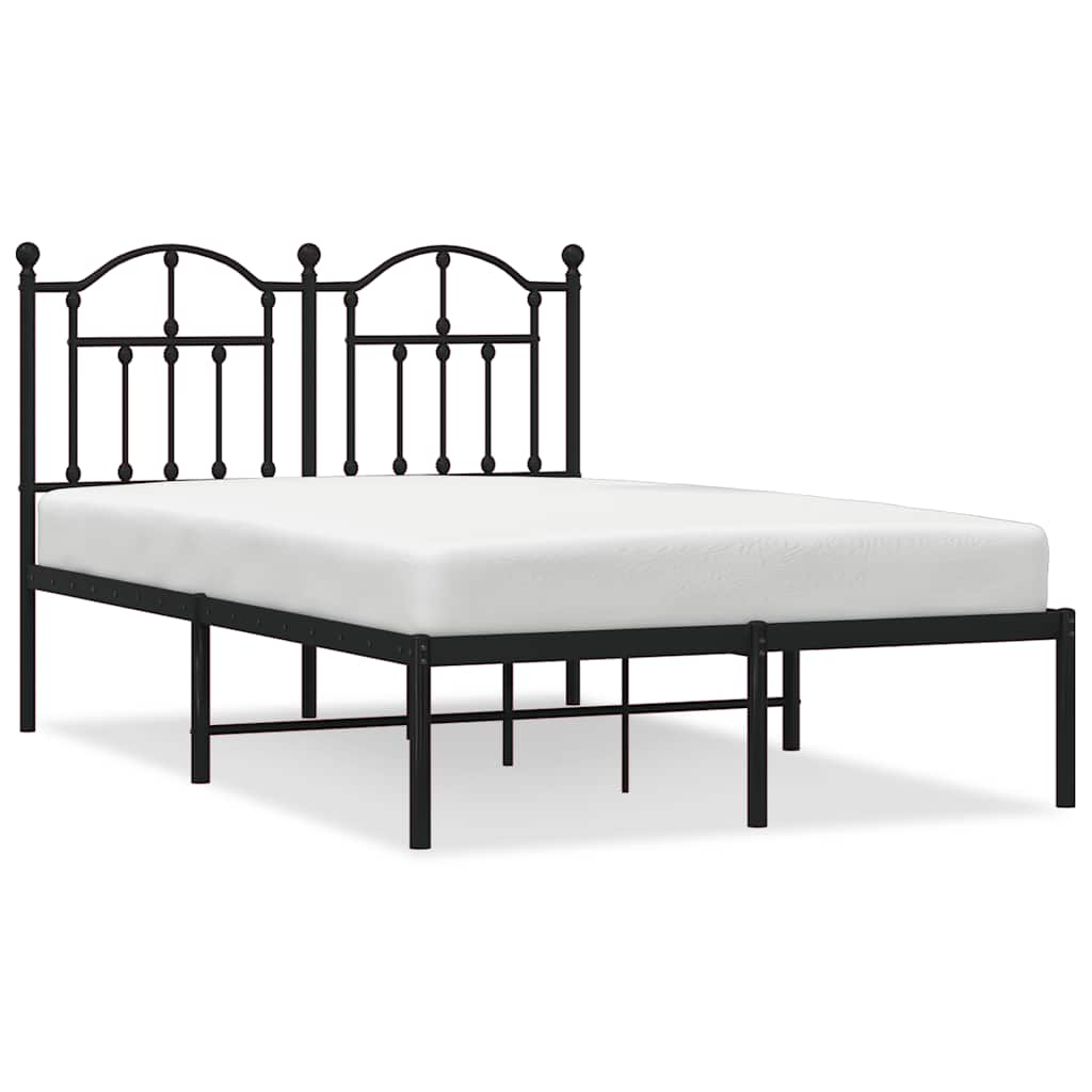 Metal Bed Frame without Mattress with Headboard Black 120x190cm