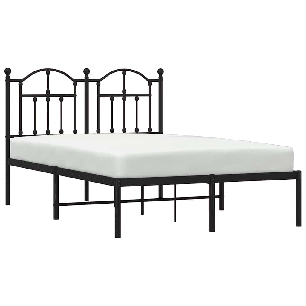 Metal Bed Frame without Mattress with Headboard Black 120x190cm