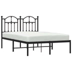 Metal Bed Frame without Mattress with Headboard Black 120x190cm