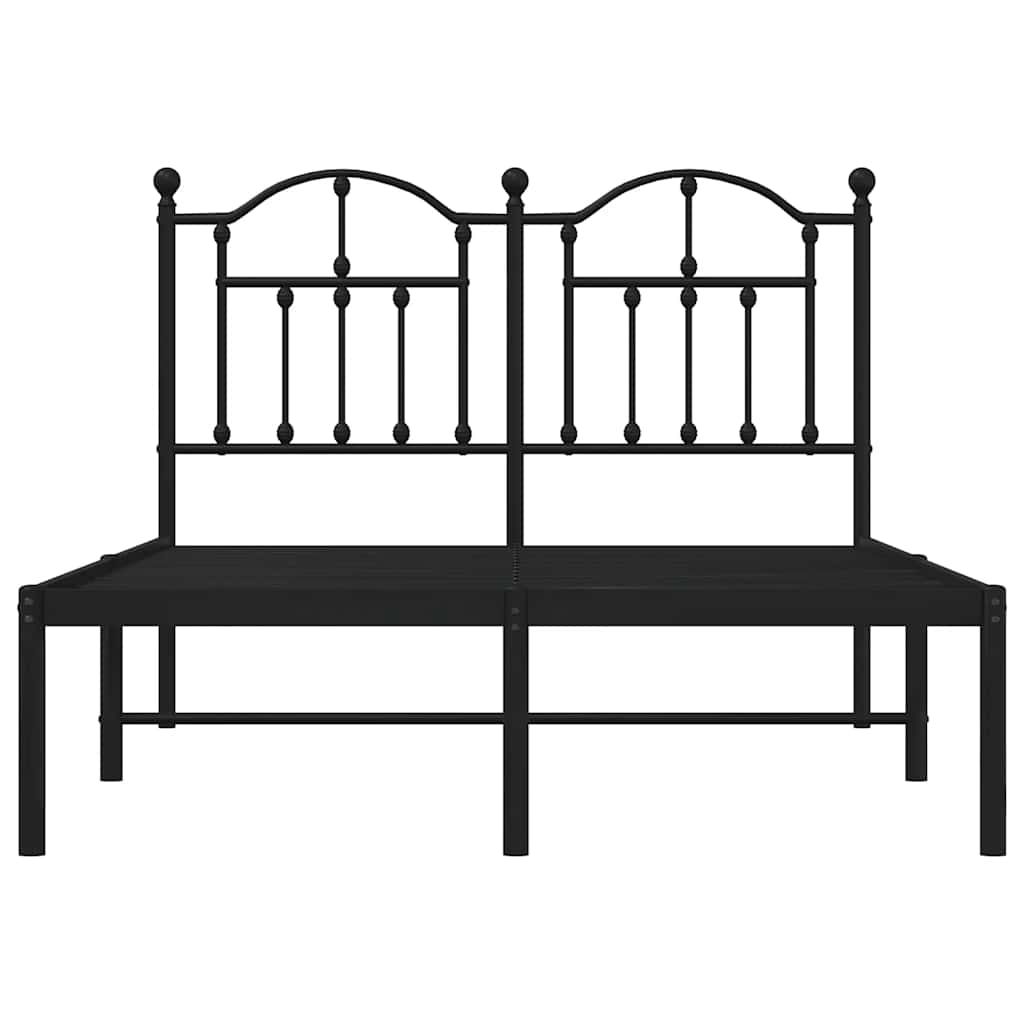 Metal Bed Frame without Mattress with Headboard Black 120x190cm