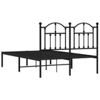 Metal Bed Frame without Mattress with Headboard Black 120x190cm