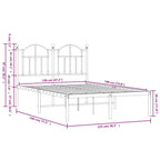 Metal Bed Frame without Mattress with Headboard Black 120x190cm