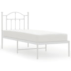 Metal Bed Frame without Mattress with Headboard White 75x190cm