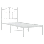 Metal Bed Frame without Mattress with Headboard White 75x190cm