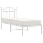 Metal Bed Frame without Mattress with Headboard White 75x190cm