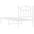 Metal Bed Frame without Mattress with Headboard White 75x190cm