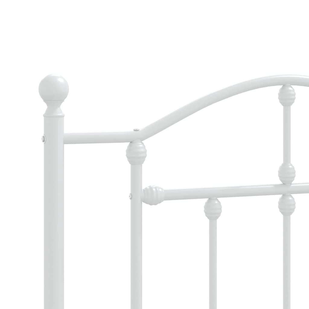 Metal Bed Frame without Mattress with Headboard White 75x190cm