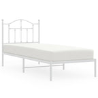 Metal Bed Frame without Mattress with Headboard White 90x200cm
