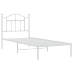 Metal Bed Frame without Mattress with Headboard White 90x200cm
