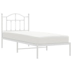 Metal Bed Frame without Mattress with Headboard White 90x200cm