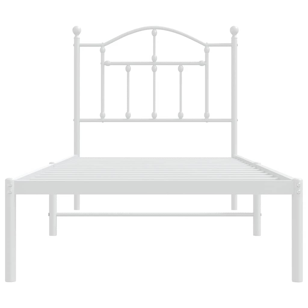 Metal Bed Frame without Mattress with Headboard White 90x200cm