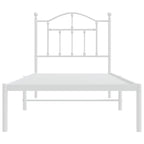 Metal Bed Frame without Mattress with Headboard White 90x200cm
