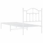 Metal Bed Frame without Mattress with Headboard White 90x200cm