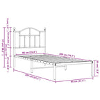 Metal Bed Frame without Mattress with Headboard White 90x200cm