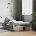 Metal Bed Frame without Mattress with Headboard White 90x200cm