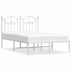 Metal Bed Frame without Mattress with Headboard White 120x190cm