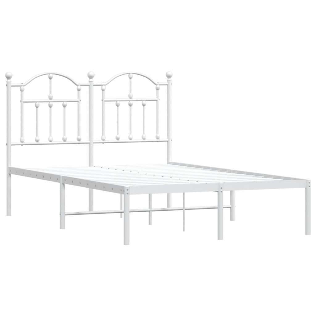 Metal Bed Frame without Mattress with Headboard White 120x190cm