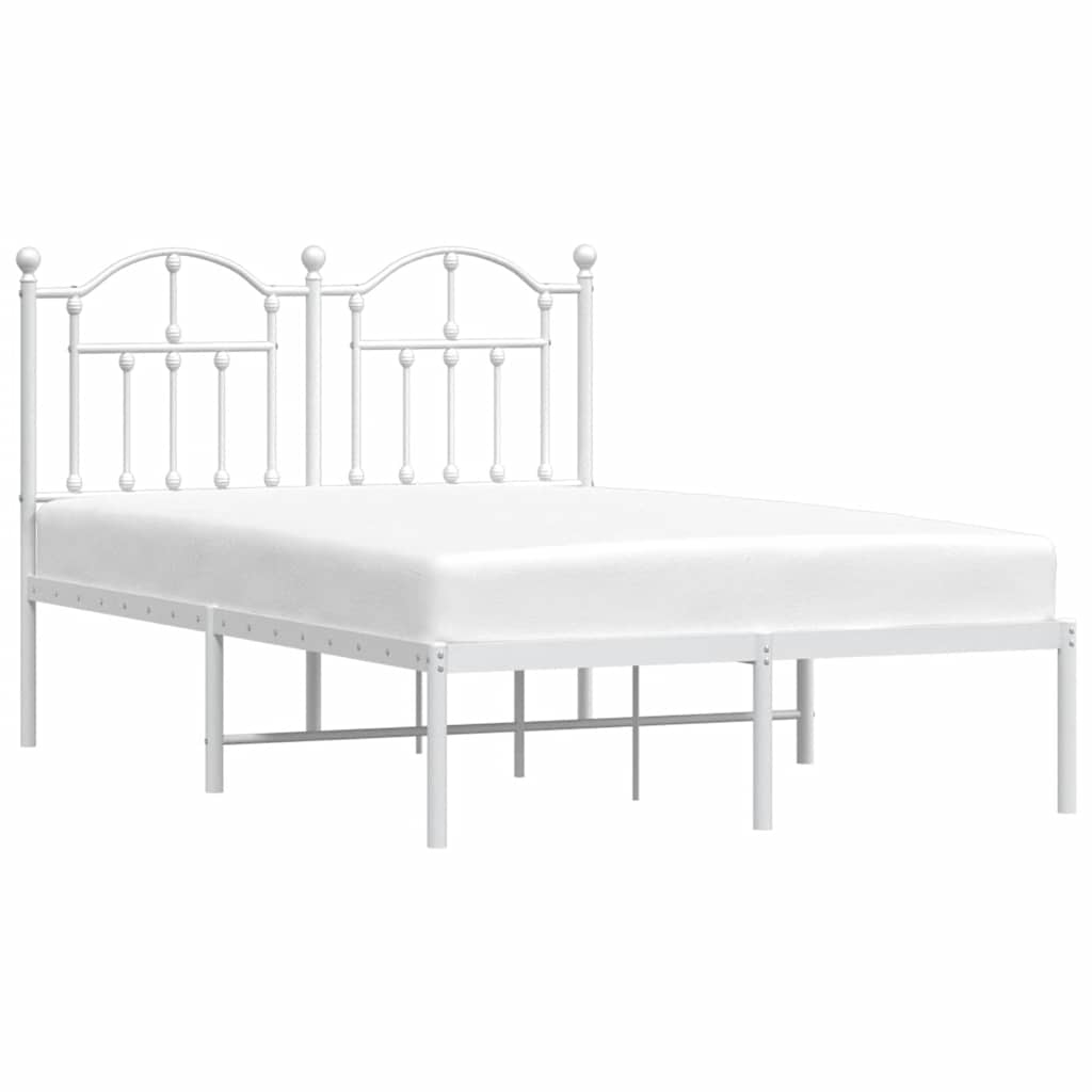 Metal Bed Frame without Mattress with Headboard White 120x190cm
