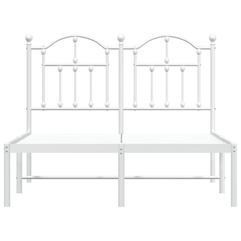 Metal Bed Frame without Mattress with Headboard White 120x190cm