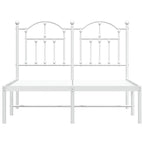 Metal Bed Frame without Mattress with Headboard White 120x190cm