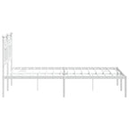 Metal Bed Frame without Mattress with Headboard White 120x190cm