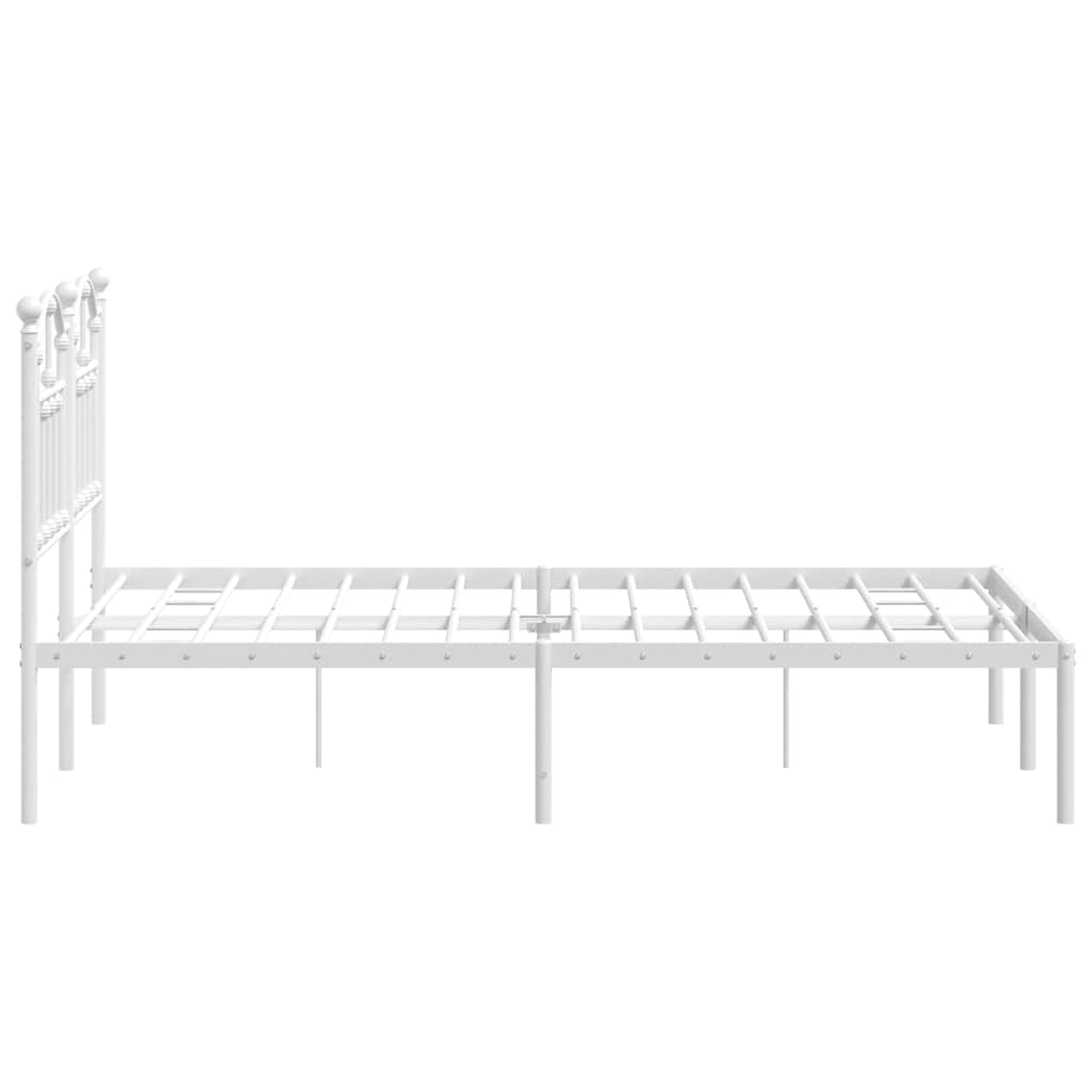 Metal Bed Frame without Mattress with Headboard White 120x190cm