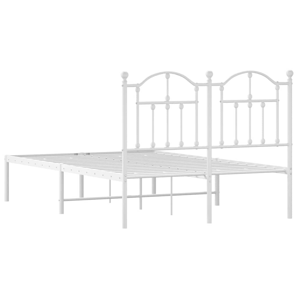 Metal Bed Frame without Mattress with Headboard White 120x190cm