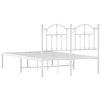 Metal Bed Frame without Mattress with Headboard White 120x190cm