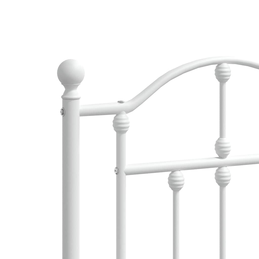 Metal Bed Frame without Mattress with Headboard White 120x190cm