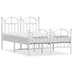Metal Bed Frame without Mattress with Footboard White 120x200cm