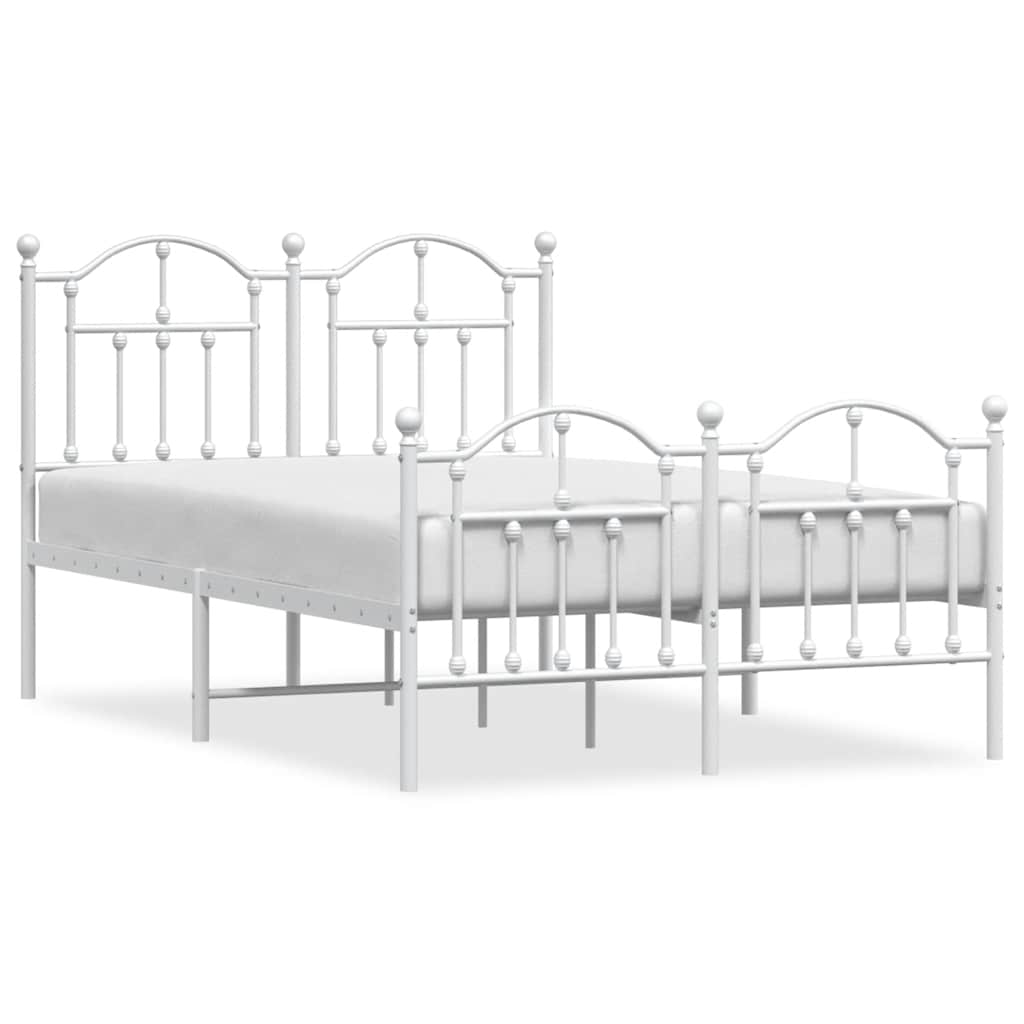Metal Bed Frame without Mattress with Footboard White 120x200cm
