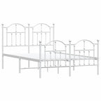 Metal Bed Frame without Mattress with Footboard White 120x200cm