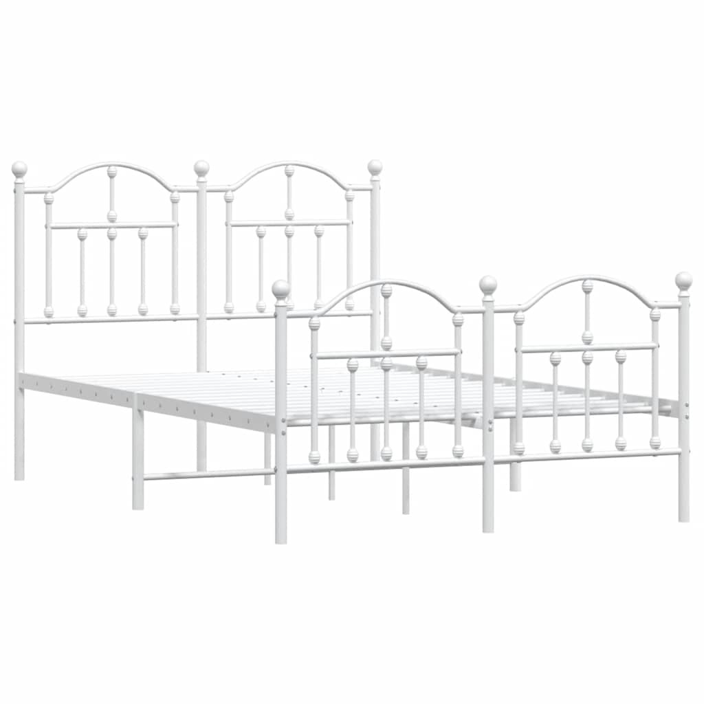 Metal Bed Frame without Mattress with Footboard White 120x200cm