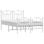 Metal Bed Frame without Mattress with Footboard White 120x200cm