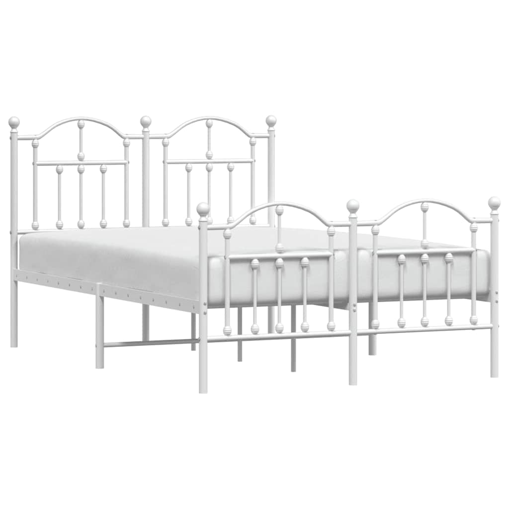 Metal Bed Frame without Mattress with Footboard White 120x200cm