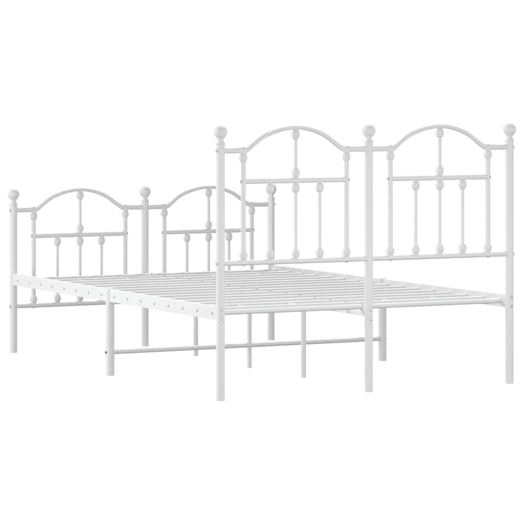 Metal Bed Frame without Mattress with Footboard White 120x200cm