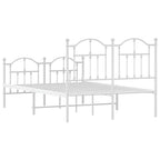 Metal Bed Frame without Mattress with Footboard White 120x200cm