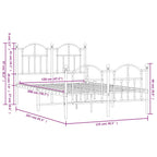 Metal Bed Frame without Mattress with Footboard White 120x200cm