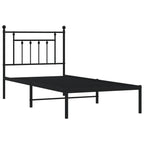 Metal Bed Frame without Mattress with Headboard Black 80x200cm