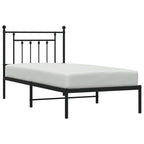 Metal Bed Frame without Mattress with Headboard Black 80x200cm