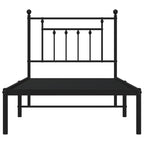 Metal Bed Frame without Mattress with Headboard Black 80x200cm