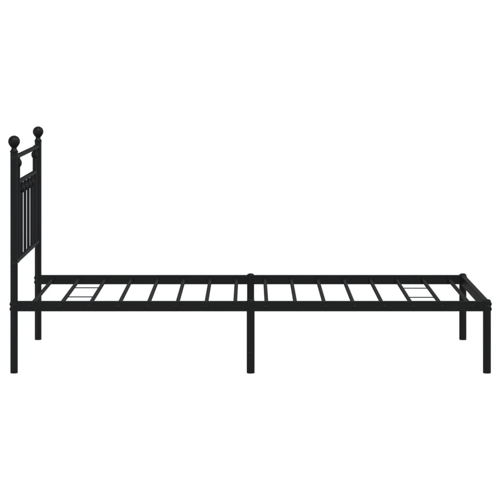 Metal Bed Frame without Mattress with Headboard Black 80x200cm