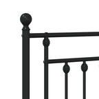 Metal Bed Frame without Mattress with Headboard Black 80x200cm