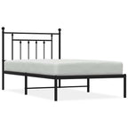 Metal Bed Frame without Mattress with Headboard Black 100x190cm
