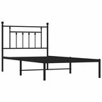Metal Bed Frame without Mattress with Headboard Black 100x190cm
