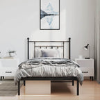 Metal Bed Frame without Mattress with Headboard Black 100x190cm