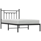 Metal Bed Frame without Mattress with Headboard Black 100x190cm