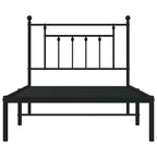 Metal Bed Frame without Mattress with Headboard Black 100x190cm