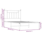 Metal Bed Frame without Mattress with Headboard Black 100x190cm